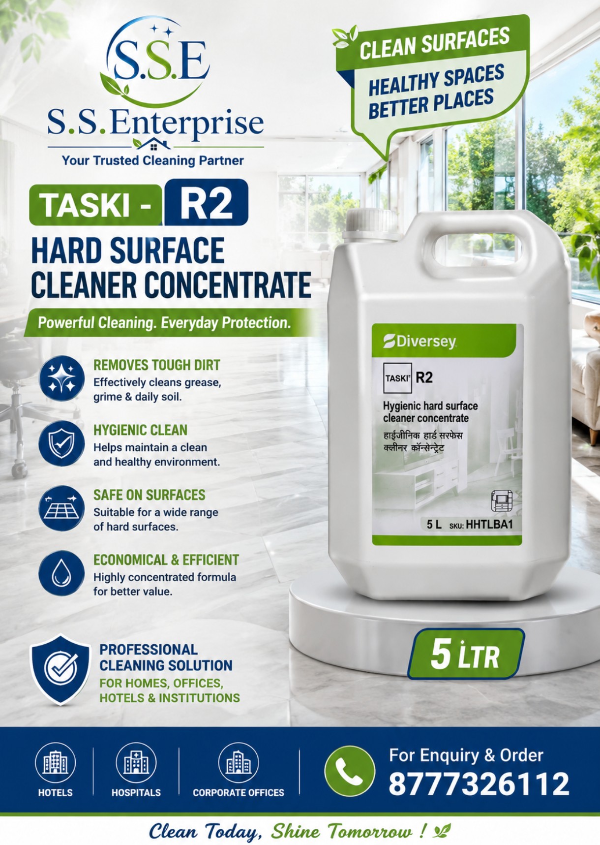 TASKI - R2  Concentrated Hard Floor Cleaner 5 Ltr Jar